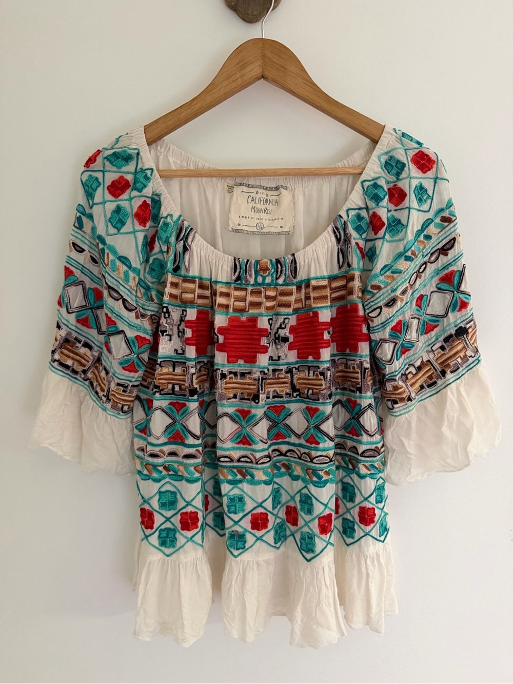 Boho Embroidered Peasant Top | California Moonrise | Festival Cottagecore